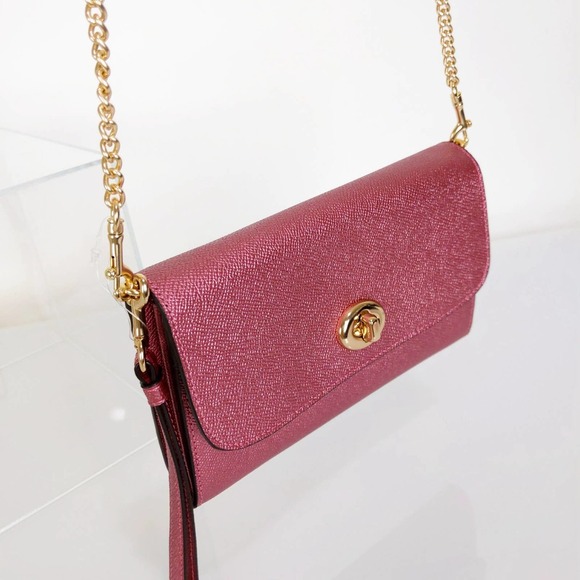 Coach Leather Chain Crossbody Bag Wristlet